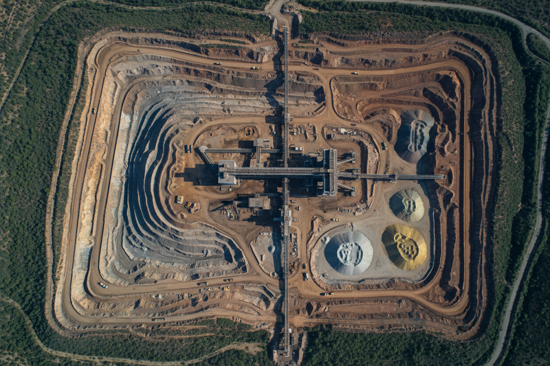 aerial top-down shot of a mining operation